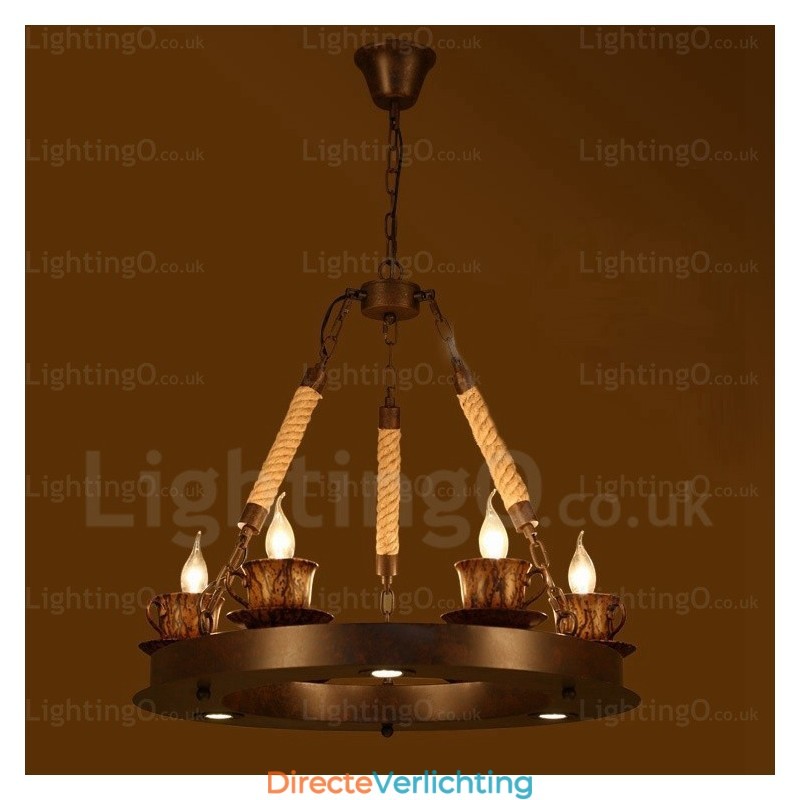 9-lichts landelijke rustieke hanglamp