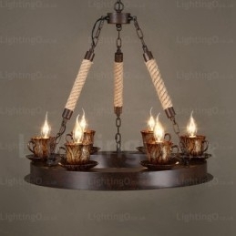 9-lichts landelijke rustieke hanglamp