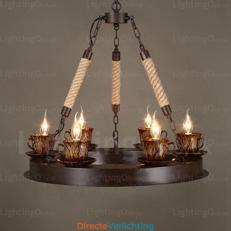 9-lichts landelijke rustieke hanglamp