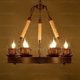 9-lichts landelijke rustieke hanglamp
