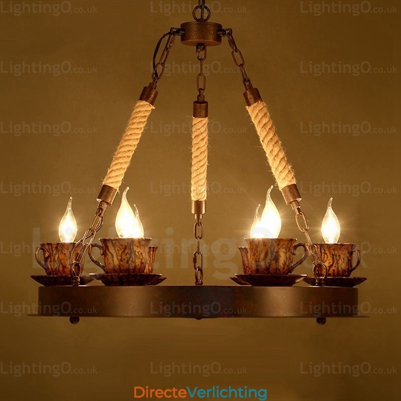 9-lichts landelijke rustieke hanglamp