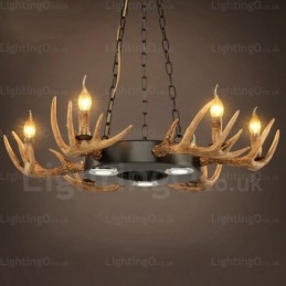 9-lichts vintage retro rustieke gewei kroonluchter hanglamp