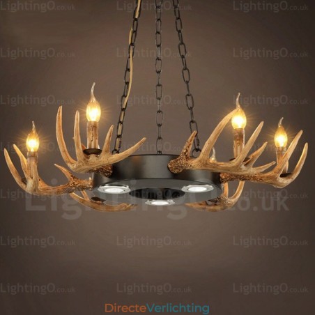 9-lichts vintage retro rustieke gewei kroonluchter hanglamp 9-lichts vintage retro rustieke gewei kroonluchter hanglamp
