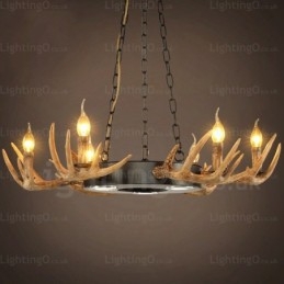 9-lichts vintage retro rustieke gewei kroonluchter hanglamp