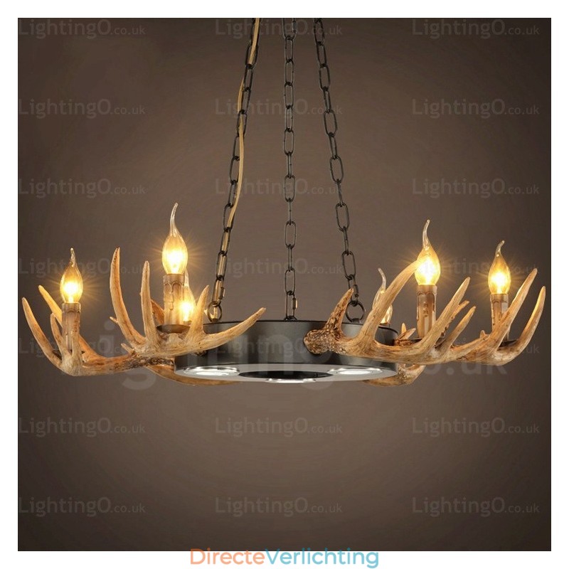 9-lichts vintage retro rustieke gewei kroonluchter hanglamp