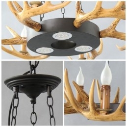 9-lichts vintage retro rustieke gewei kroonluchter hanglamp