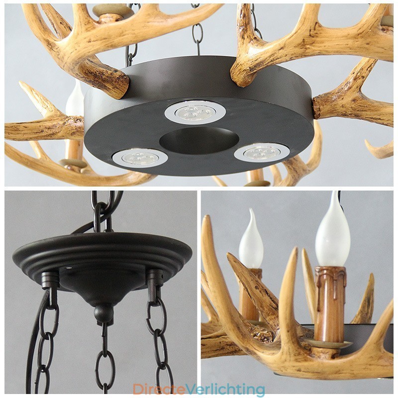 9-lichts vintage retro rustieke gewei kroonluchter hanglamp