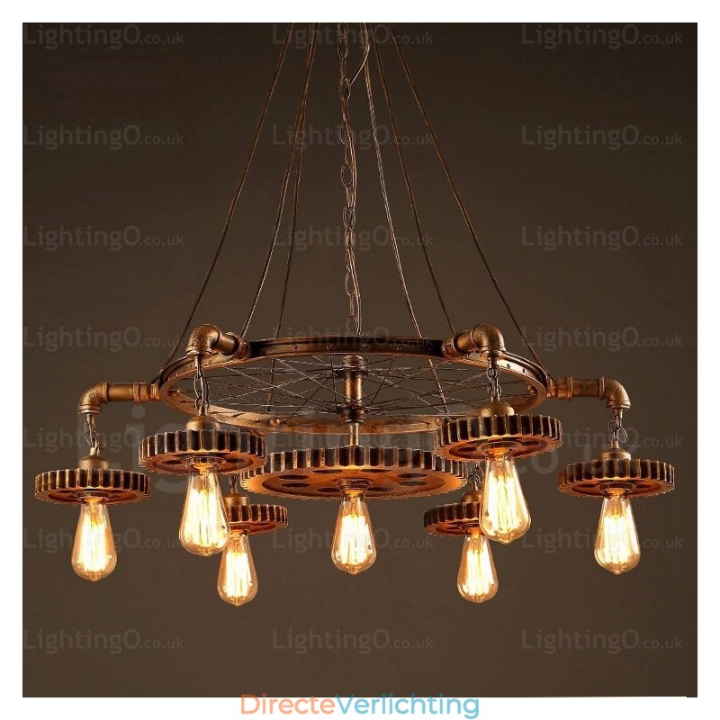 7-lichts vintage retro hanglamp