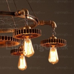 7-lichts vintage retro hanglamp
