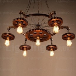 7-lichts vintage retro hanglamp