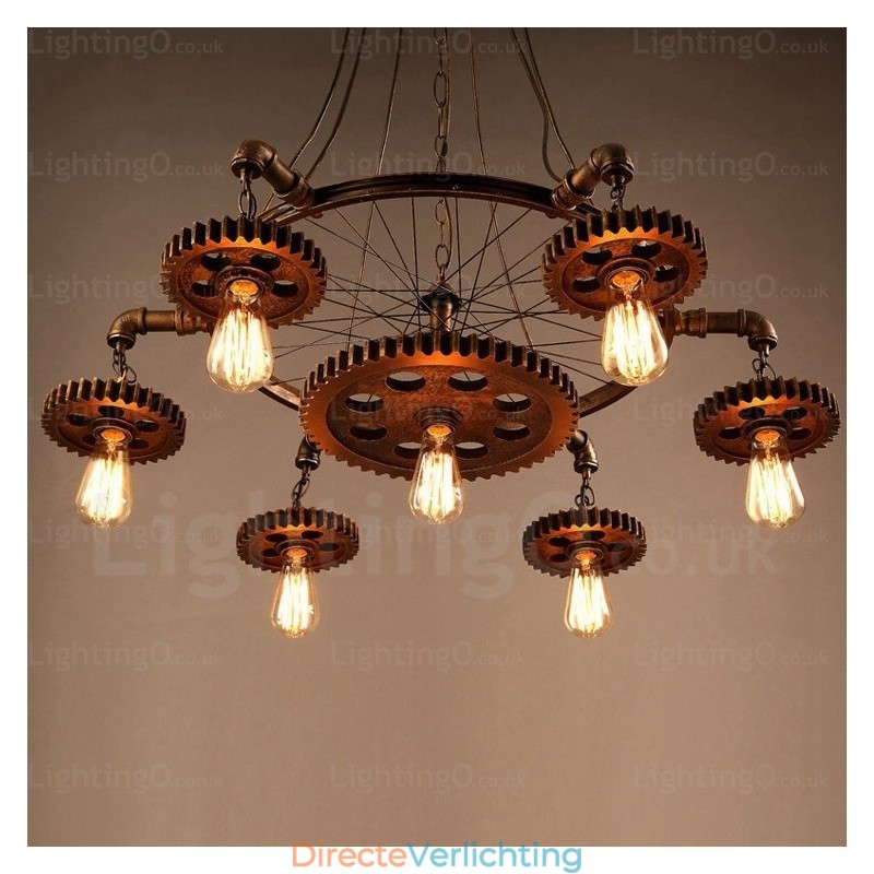 7-lichts vintage retro hanglamp