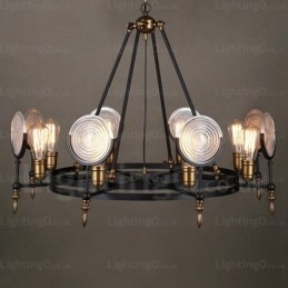 6-lichts vintage retro hanglamp met glazen kap