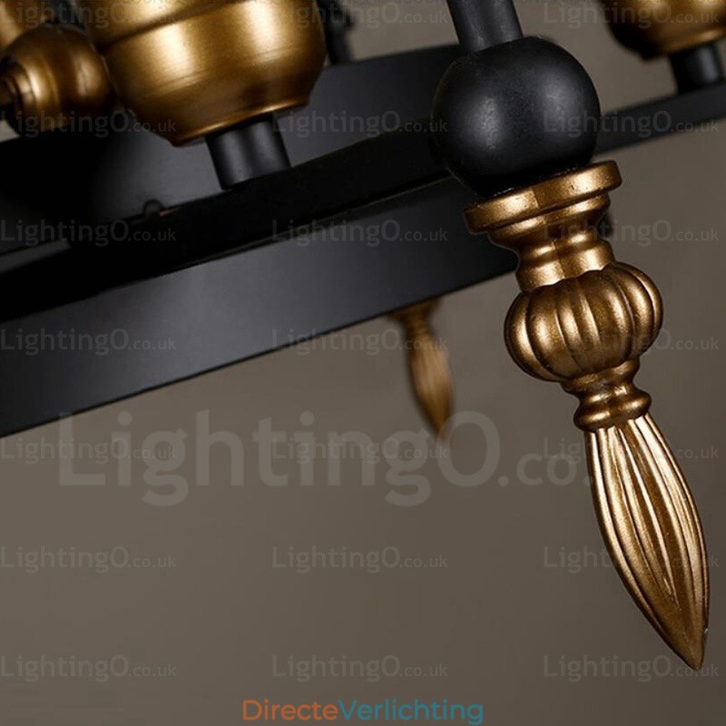 6-lichts vintage retro hanglamp met glazen kap