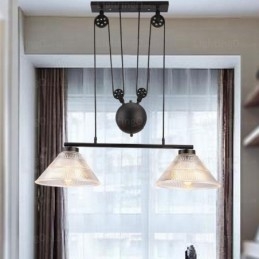 2-lichts moderne, eigentijdse hanglamp met glazen kap