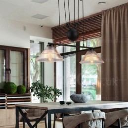 2-lichts moderne, eigentijdse hanglamp met glazen kap