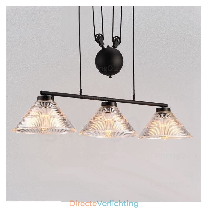 2-lichts moderne, eigentijdse hanglamp met glazen kap