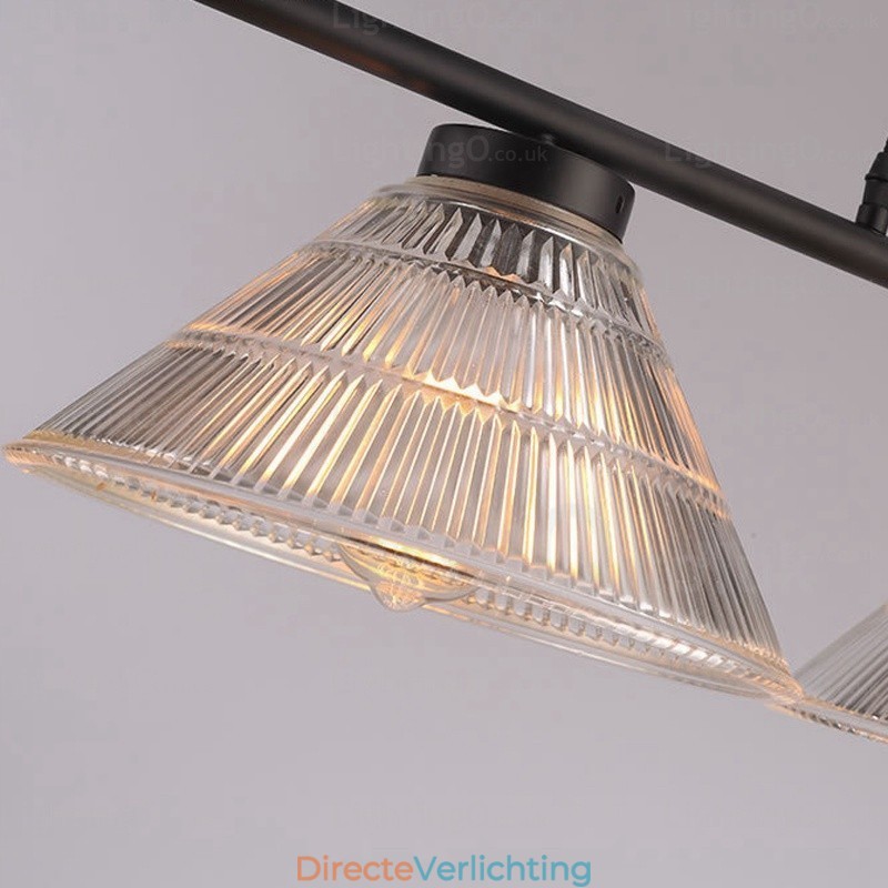 2-lichts moderne, eigentijdse hanglamp met glazen kap