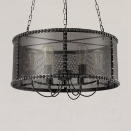 6-lichts vintage retro hanglamp met roestvrijstalen kap