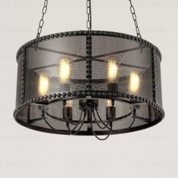 6-lichts vintage retro hanglamp met roestvrijstalen kap