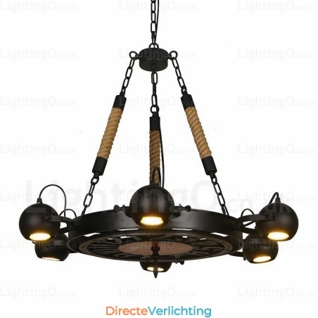 6-lichts vintage retro hanglamp met roestvrijstalen kap 6-lichts vintage retro hanglamp met roestvrijstalen kap