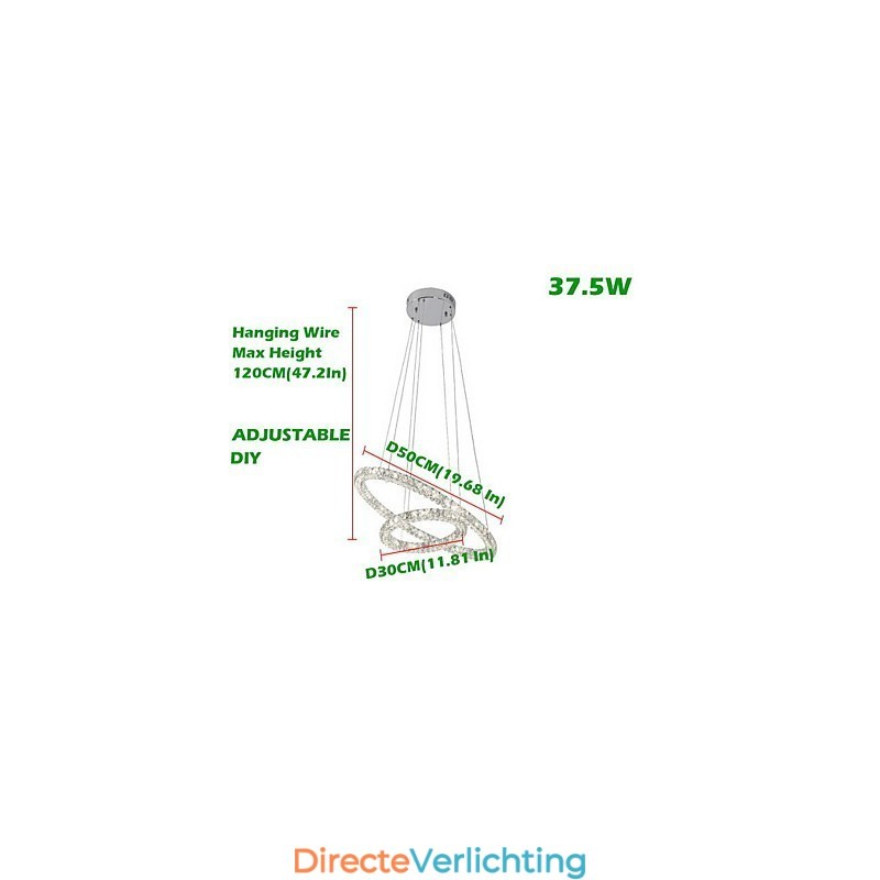 Kristallen hanglamp verlichting moderne 2 ringen drie zijden K9 kristal binnen plafondlampen lampen armaturen