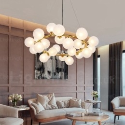 25-lichts Scandinavische hanglamp met glazen kap