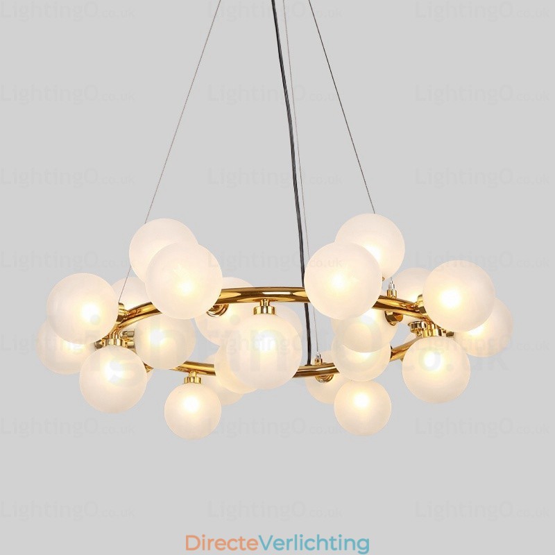 25-lichts Scandinavische hanglamp met glazen kap