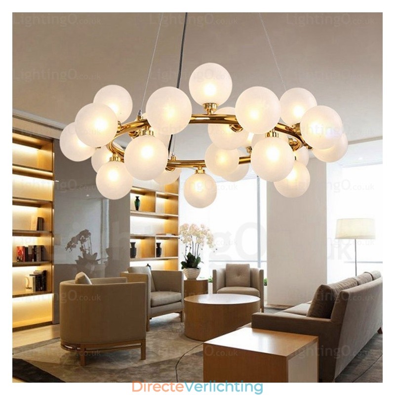 25-lichts Scandinavische hanglamp met glazen kap