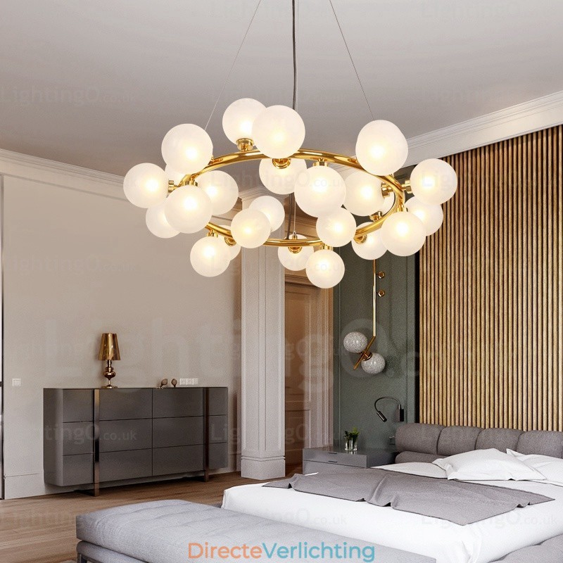 25-lichts Scandinavische hanglamp met glazen kap