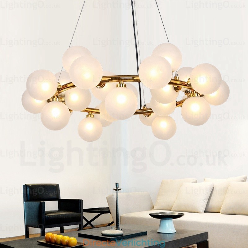 25-lichts Scandinavische hanglamp met glazen kap