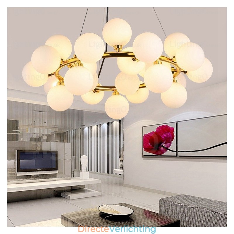 25-lichts Scandinavische hanglamp met glazen kap