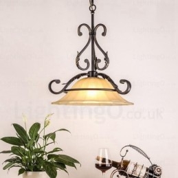 1-lichts landelijke rustieke hanglamp met glazen kap