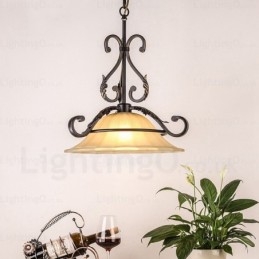 1-lichts landelijke rustieke hanglamp met glazen kap