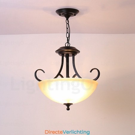 3-lichts landelijke rustieke hanglamp met glazen kap 3-lichts landelijke rustieke hanglamp met glazen kap