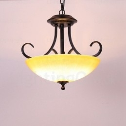 3-lichts landelijke rustieke hanglamp met glazen kap