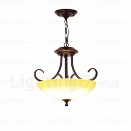 3-lichts landelijke rustieke hanglamp met glazen kap