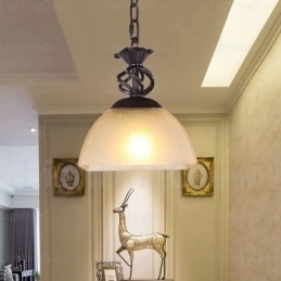 1-lichts landelijke rustieke hanglamp met glazen kap