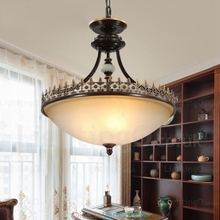 3-lichts landelijke rustieke hanglamp met glazen kap 3-lichts landelijke rustieke hanglamp met glazen kap