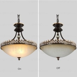 3-lichts landelijke rustieke hanglamp met glazen kap