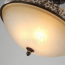 3-lichts landelijke rustieke hanglamp met glazen kap