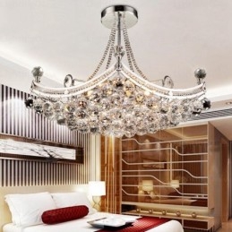 5-lichts moderne, eigentijdse hanglamp met kristallen kap