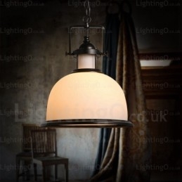 1-lichts landelijke rustieke hanglamp met glazen kap