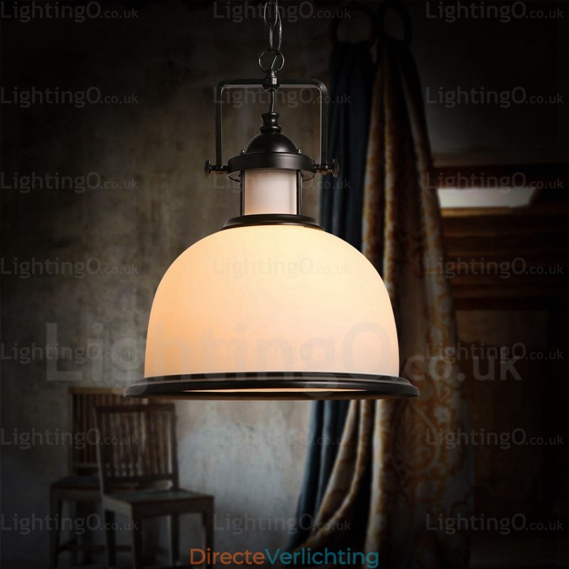 1-lichts landelijke rustieke hanglamp met glazen kap