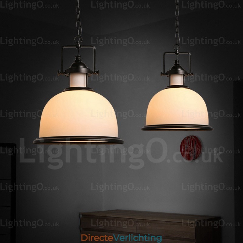 1-lichts landelijke rustieke hanglamp met glazen kap