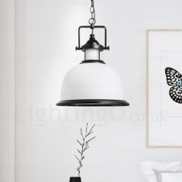 1-lichts landelijke rustieke hanglamp met glazen kap