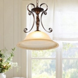 1-lichts landelijke rustieke hanglamp met glazen kap