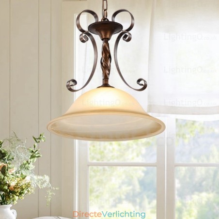 1-lichts landelijke rustieke hanglamp met glazen kap 1-lichts landelijke rustieke hanglamp met glazen kap