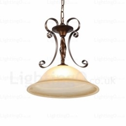 1-lichts landelijke rustieke hanglamp met glazen kap