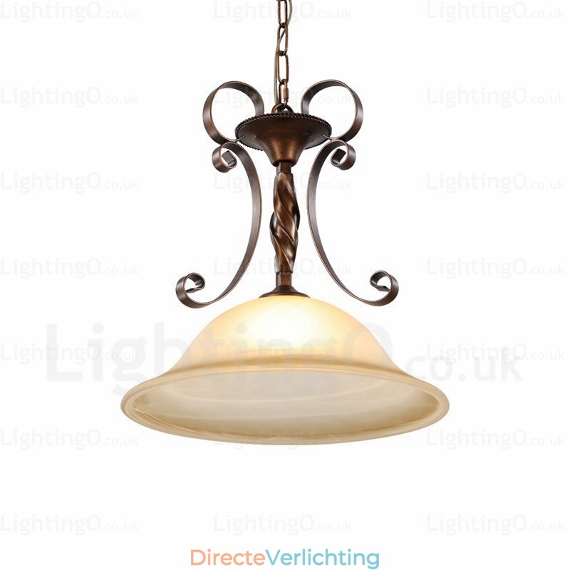 1-lichts landelijke rustieke hanglamp met glazen kap