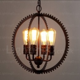 4-lichts vintage retro hanglamp
